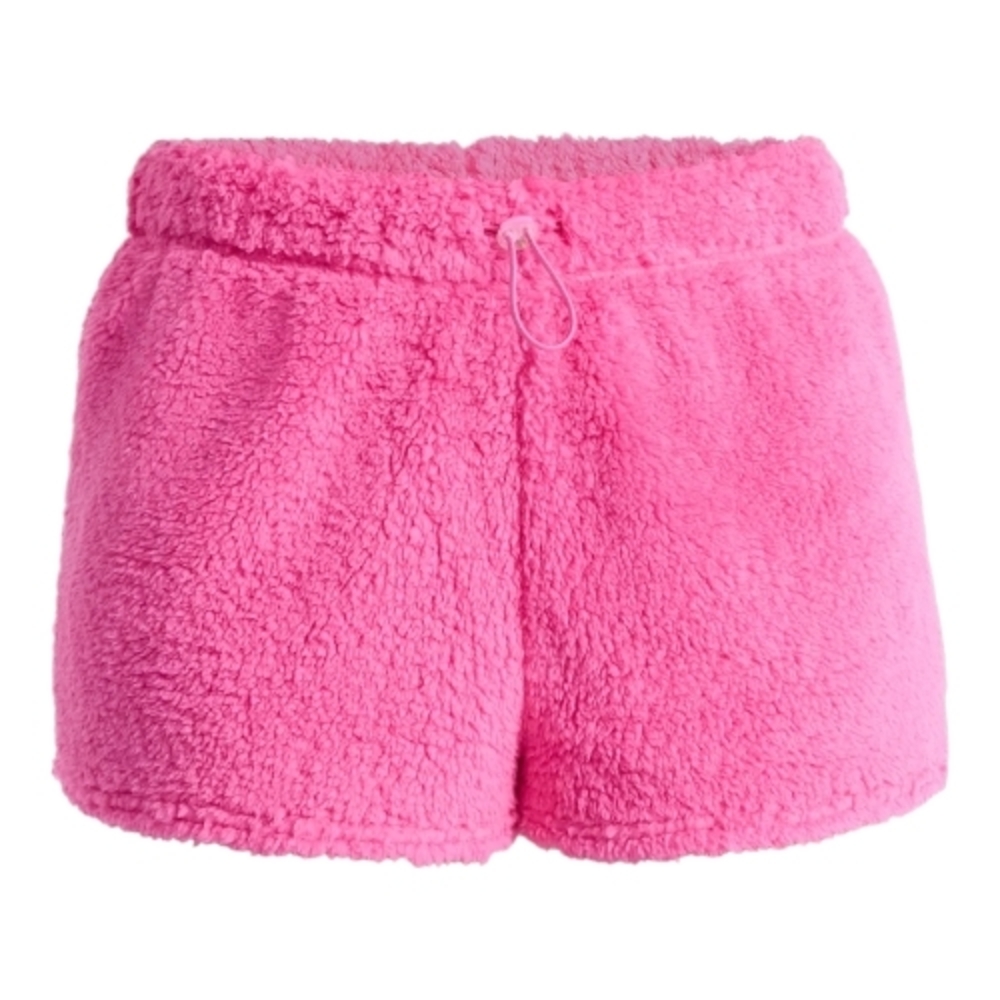 NO BOUNDARIES WOMEN'S VENDOR PINK PLUSH BUNGEE CORD SHORTS SIZE S (4-6)